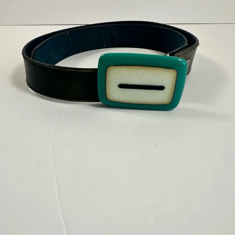 Vintage Classico Italia Genuine Leather Black Belt Retro Buckle Mens L‎ Unisex